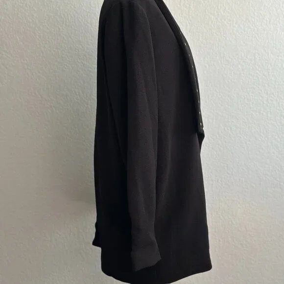 MICHAEL By Michael Kors Black with Gold Studs Open Front Blazer Jacket Size: L - Picture 4 of 10